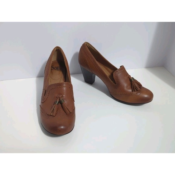 Sofft Shoes - Sofft Loafer Pumps 8.5  Brown Leather Comfort Vintage Style Academia Tassel